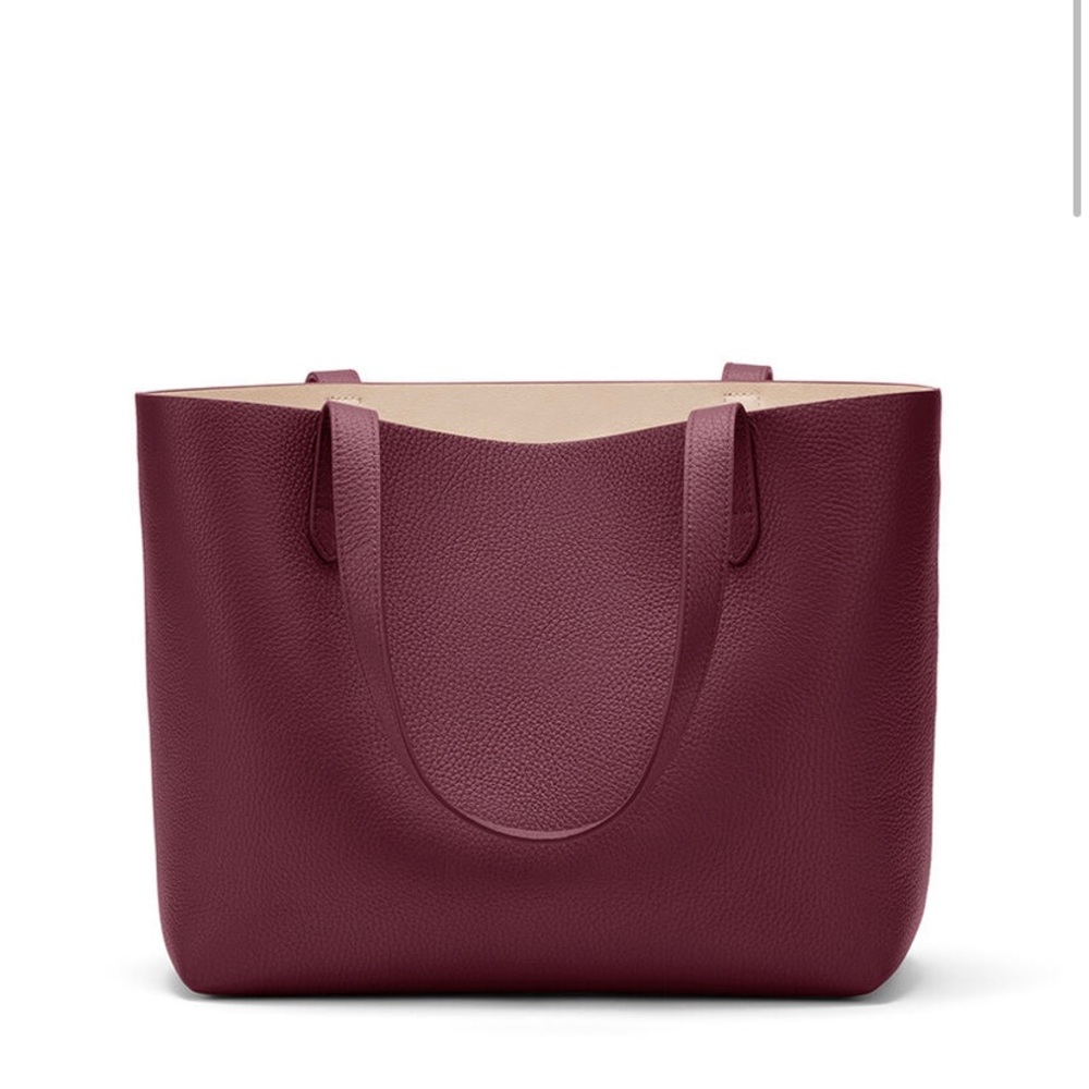 Cuyana Small Structured Leather Tote in Merlot/Blush